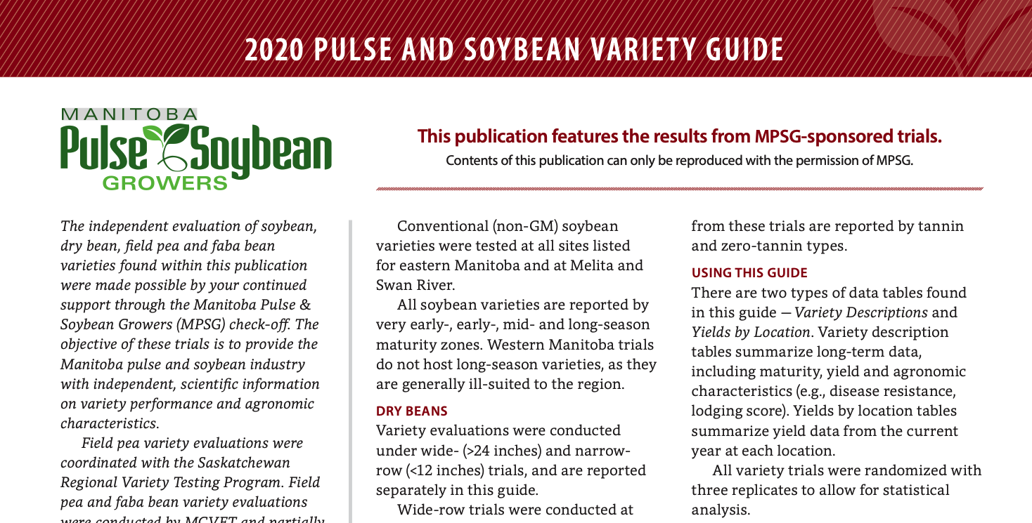 2020 Pulse and Soybean Variety Guide
