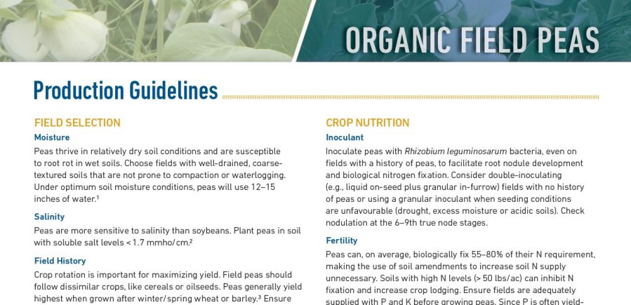 Organic Field Peas – Production Guidelines