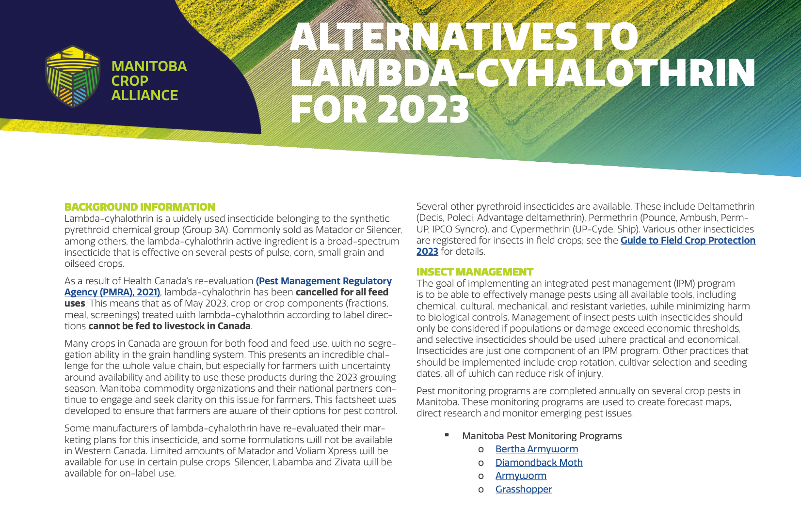 Alternatives to Lambda-Cyhalothrin for 2023
